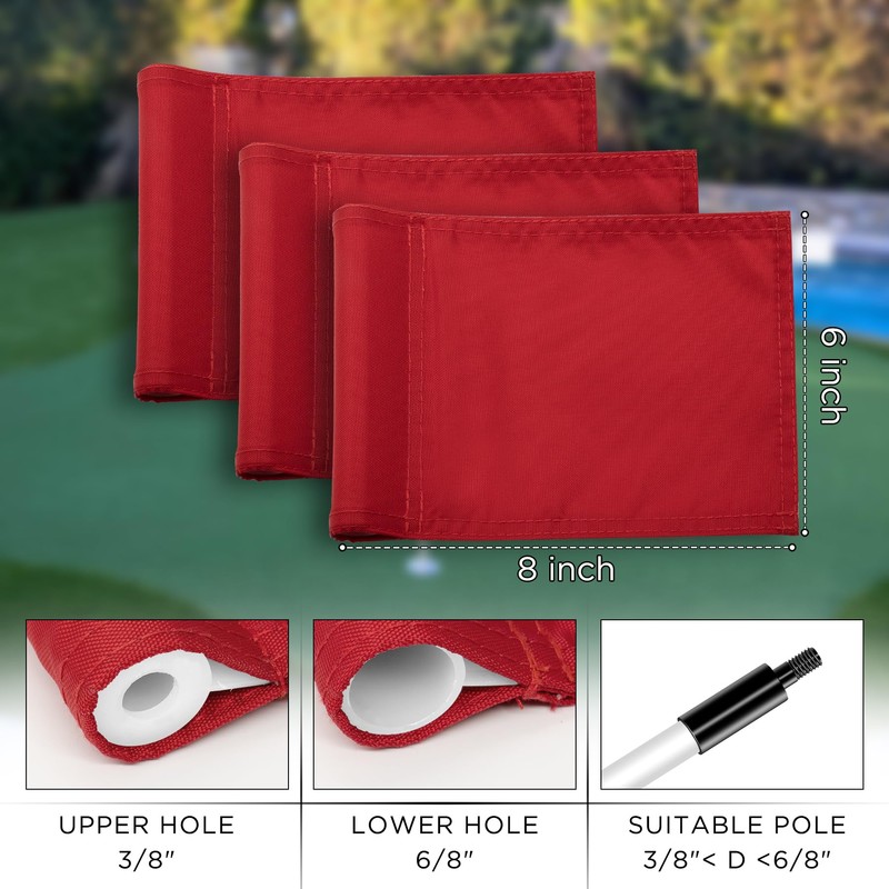 KINGTOP Golf Flag 8x6 Inch - Plain Red, 420D Nylon,