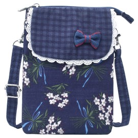 LassZone Small Crossbody Bag Canvas Cell Phone Purse Floral Pattern Shoulder Bag Ladies Cute Handbag for Women Girls with Multi Pockets & Adjustable Shoulder Strap