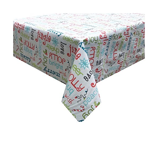 Christmas Holidays Verbiage Words Sayings Polyethylene & Polyester Tablecloth 52