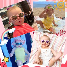 AZorb Flexible Polarized Baby Sunglasses with Strap for Infant Newborn Toddler Boys Girls Age 0-24 Months(Jelly White/Pink Mirror+Pink/Pink Mirror)