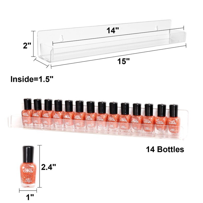 BTremary Acrylic Shelves Nail Polish Wall Mounted Holder Paint Organizer