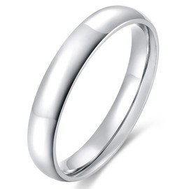 Dmond wind 4mm Stainless Steel Ring Silver Plain Dome High Polished Wedding Band Comfort Fit Size 10