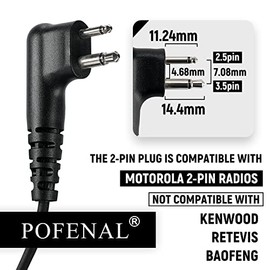 DTR650 RDM2070D - Auricular de vigilancia de 2 hilos compatible con Motorola Radio CLS1410 CLS1110 CP200 GP300 GP2000 con micrófono PTT grande, tubo acústico de aire transparente, 2 pines