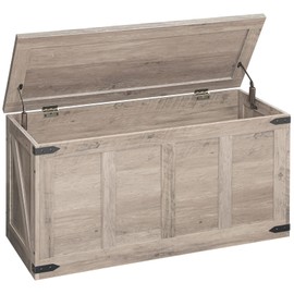 HOOBRO Storage Bench, 39.3”Toy Box Organizer with Safety Hinges, Farmhouse Wooden Storage Chest, for Hallway, Bedroom, Living Room, Greige BG500CW01