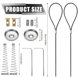 2 Sets Gate Latch Cable Pull String, Black Gate Latch Pull Cord with Gate Latch Spring Door Latch Opener Adjustable from 2-6 inch for Metal Wooden Fence Garden Backyard