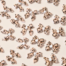 36Pcs Bow Nail Charms 3D Bow Nail Art Charms Leopard Print Bow Nail Charms for Acrylic Nails Leopard Print Bow Nail Supplies Cute Bow Rhinestone for Women Nail Decorations
