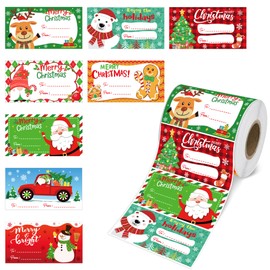 500 PCS Christmas Gift Tags,Christmas Name Tags Stickers Roll, Self-Adhesive Christmas Labels for Presents, Gift Bags, Boxes, Xmas Holiday Wrapping Paper Christmas Decorations