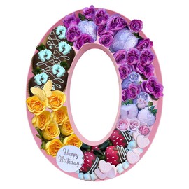 Dylcypheria 12inch Cardboard Number Fillable Food Tray Box for Charcuterie, Cupcake Arrangement,Birthday Anniversary (Pink 0)