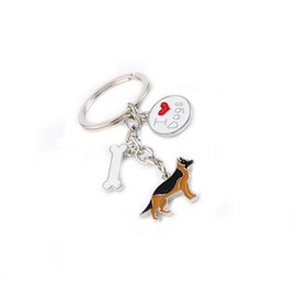 BECHANMIG Keychains,Lovely Dog Key-ring Portable Metal Keychain Keyring Key Decor Car Keyring Tag (German Shepherd Dog)