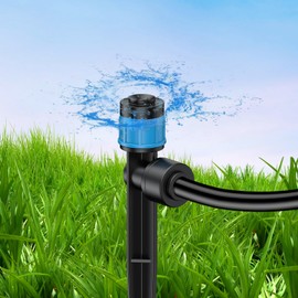 Pawfly 30 Pcs Push-to-Fit Drip Irrigation Emitters with Adjustable 360 Degree Water Flow Irrigation Drippers Drip Emitters Sprinklers with Stake Drip Irrigation System Parts for 1/4 Inch Tubing