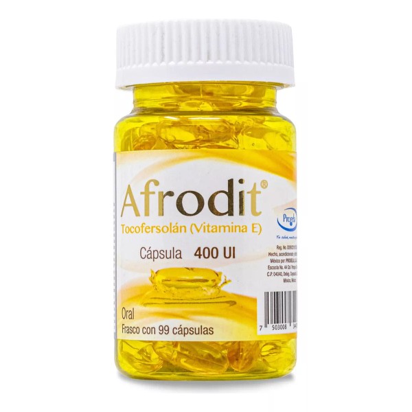 Gelish Afrodit Tocofersolan Vitamina E 99 Capsulas 400ui Progela Sabor Sin Sabor