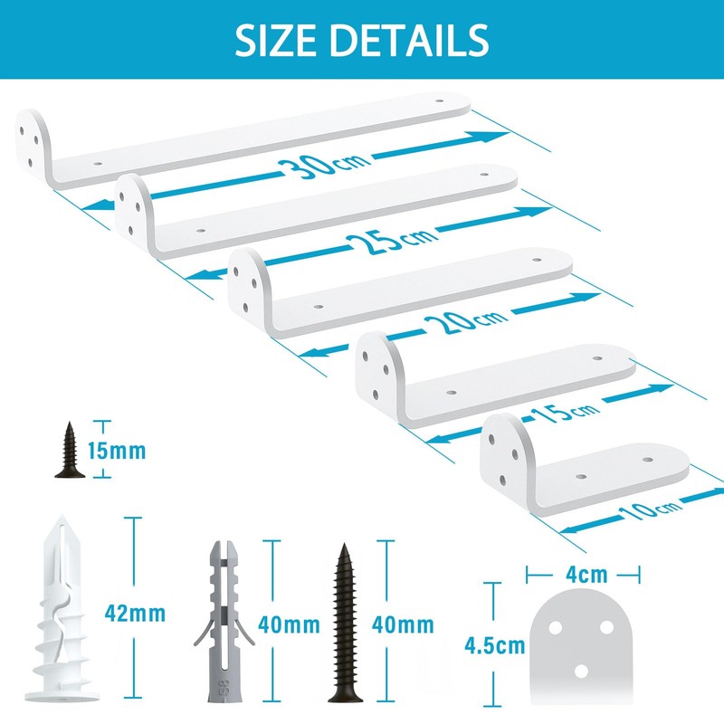 WELDUN 2 Pack Floating Shelf Brackets 15 cm, Heavy Duty
