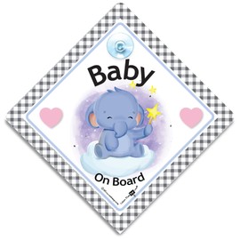 Baby Elephant On Board Sign Elephant Baby On Board Car Sign Suction Cup Car Window Sign