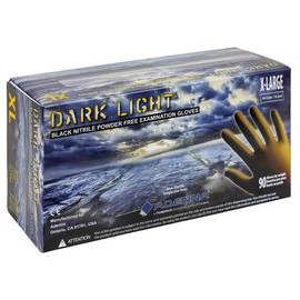 Adenna DLG678 Dark Light 9 mil Nitrile Powder Free Exam Gloves (Black, X-Large) Box of 90