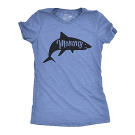 Womens Mommy Shark T Shirt Cute Mom Gift Funny Mama Family Cute Mothers Day Tee Funny T Shirts Mother's Day Tops for Women Cool Shark Top Women's Novelty Light Blue M