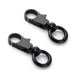 2pcs Levernascan Rotating Key Chain Swivel Snap Hook Wallet Clip Split Key Ring Swivel Hook for Bag Jewelry Making (Dark Black)