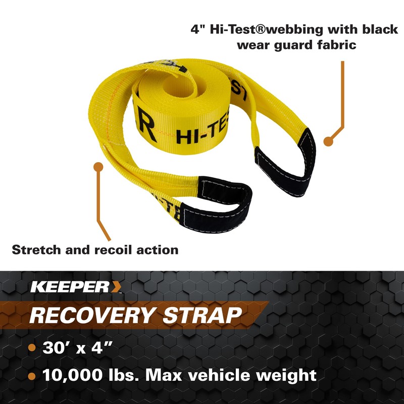 Keeper Tow Straps Heavy Duty with Loops - 4" x