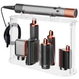 Storage Holder for Dyson Airwrap - Compatible with Dyson Hair Styler Accessories - 6 Holes Clear Acrylic Countertop Desktop Organizer Stand for Airwrap Wand Barrels Brushes Attachments