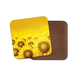 1 x Pretty Sunflowers Coaster - Yellow Flowers Field Summer Nature #14605