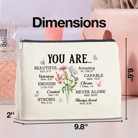 UPNEGE Religious Makeup Bag Motivational Christian Gifts You Are Beautiful Cosmetic Bag Zipper Makeup Pouch