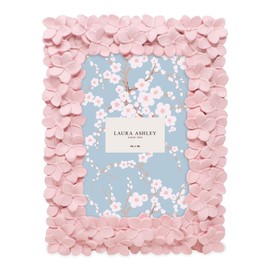 Laura Ashley 4x6 Pink Flower Textured Hand-Crafted Resin Picture Frame with Easel & Hook for Tabletop & Wall Display, Decorative Floral Design Home Décor, Photo Gallery, Art, More (4x6, Pink)