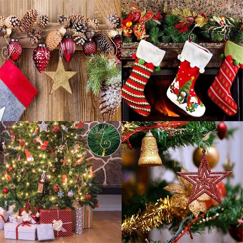 120Pcs Gold Christmas Ornaments Hangers Hooks for Christmas Tree Baubles,