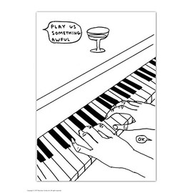 Funny Humorous 'David Shrigley Play Us Something Awful' Novelty Postcard