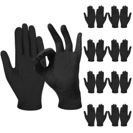 8 Pairs Cotton Gloves Soft Work Gloves Black Ceremonial Jewelry Coin Silver Inspection Gloves Breathable Non-Slip Glove Liners for Men&Women
