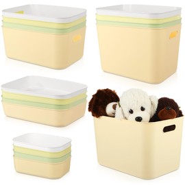 Quzzil 16 Pack Colorful Storage Bins 4 Size Storage Pantry Bins for Organizing Cabinets Shelves Pantry Organizers and Plastic Containers for Kitchen Bathroom Office Classroom