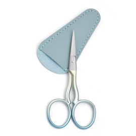 3.5 Inch Facial Hair Small Grooming Scissors For Men Women - Eyebrow, Nose Hair, Mustache, Beard, Eyelashes, Ear Trimming Kit - Straight and Rounded Safety Tip Clippers (Blue)