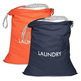 Missboy Travel Laundry Bag, 2 Pack Waterproof Dirty Clothes Organizer, Foldable Zipper Closure Laundry Bag