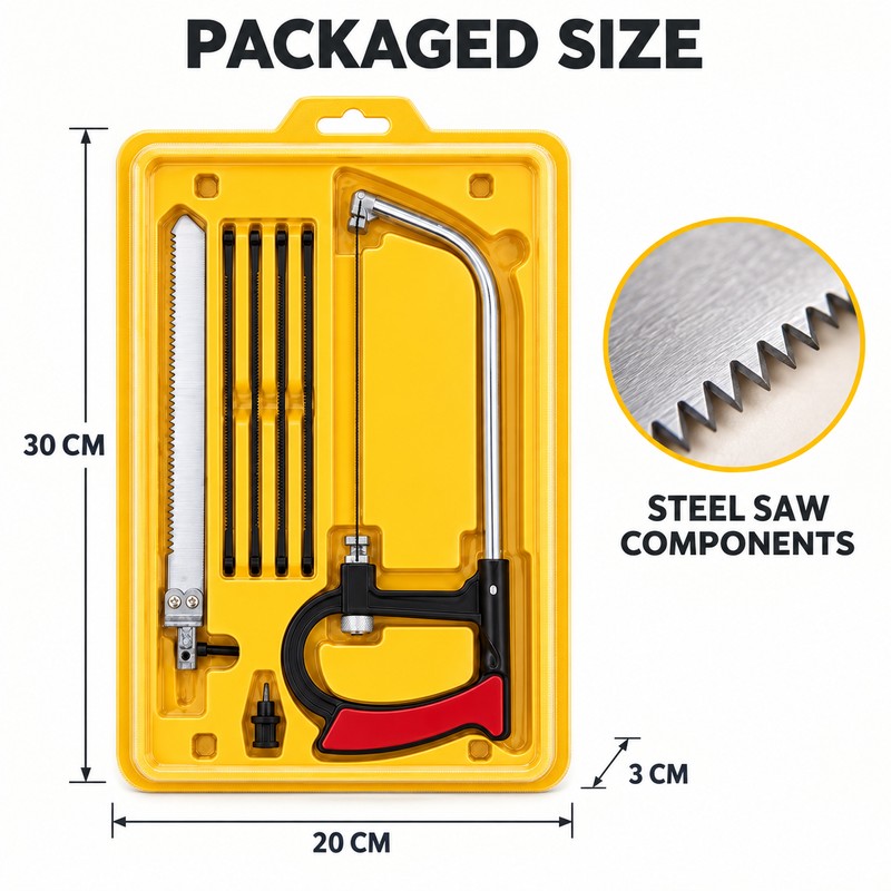 8-in-1 Multi-Purpose Hand Saw Kit with 6 Interchangeable Steel Blades