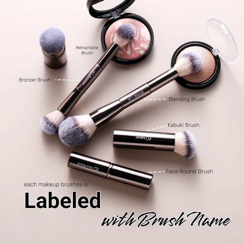 BS-MALL Professional Makeup Brushes BS-MALL with Travel Case - Kabuki