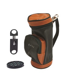 FESS Golf Bag Cigar Case Holder with Bag Clip Cigar Cutter and Humidifier