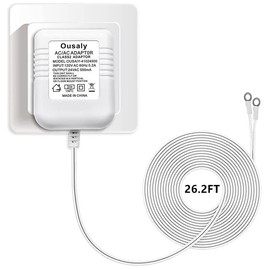 Ousaly Doorbell Power Adapter, 24V Transformer Compatible with Ring Doorbell,Video Doorbell,Nest, Ecobee, Sensi and Honeywell Thermostats, 24 Volt 500mA C-Wired AC Plug in Cord,C Wire Adapter 26.2FT