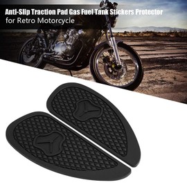 KSTE 2 x anti-slip traction pad gas fuel tank sticker protection for retro motorcycle (black)