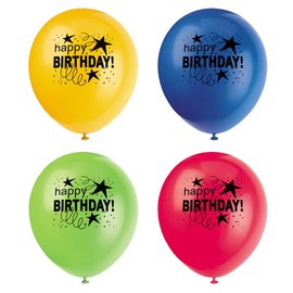 Unique Decorations Cosmic Birthday Party Balloons, 8 Ct, 12", Multicolor