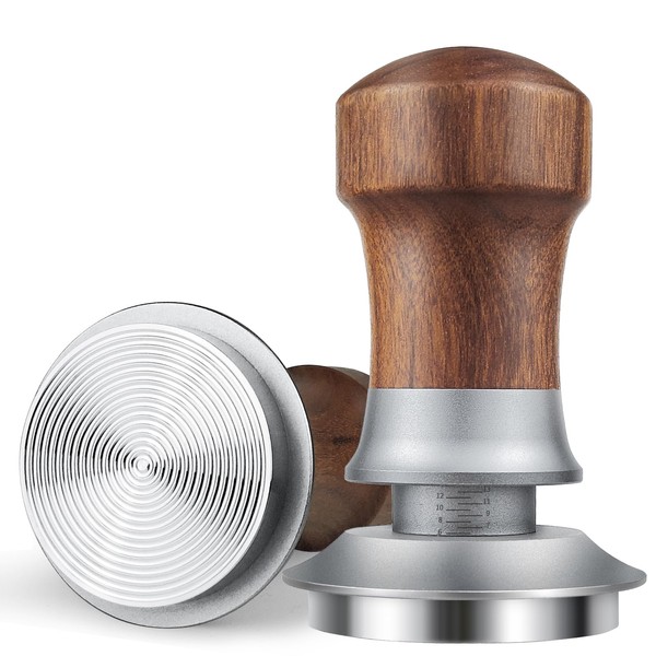 Coffee Tamper, Spring Loaded 54mm Tamper with Self Leveling Collar,