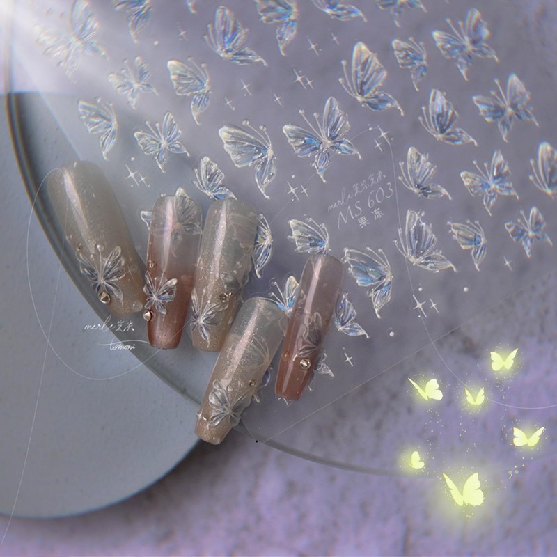 profit.relaxed Nail Sticker Character Butterfly Blue 1 Piece