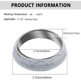 ID 2.13"/54mm Car Exhaust Manifold Gasket,Graphite Construction Exhaust Donut Gasket Seal Muffler Ring,Automotive Replacement Exhaust Flange Gasket for Stop Leakage (54mm)