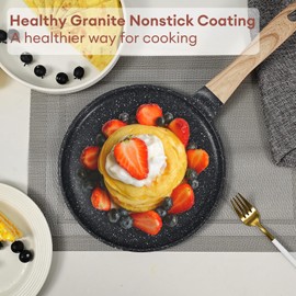 JEETEE Crepe Pan Nonstick, 9.5 Inch Comales Para Tortillas Griddle Pan for Stove Top, Granite Coating Flat Pancake Pan Dosa Tawa, PFOA FREE and Induction Compatible (Grey)