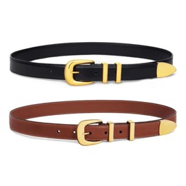 XFSRG Gürtel Damen Gold Leder Schnalle Thin Belt Tragen Sie es Mit Jeans Lose Rock Modisch und Vielseitig Geeignet für Reisen und Party