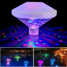 Floating Pool Lights, Pool Lights with 6 Dynamic Lighting Effects, IP68 Waterproof Lighting for Pools That Float, Upper and Lower Color Changing for Inground Pool (Colourful)