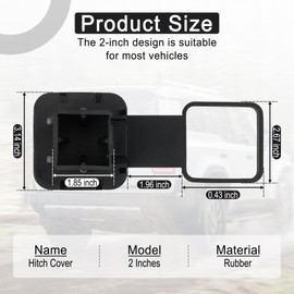 UYYE 2 Inch Rubber Trailer Hitch Cover, American Flag Rubber Tow Tube Cover Plug Cap, Car Exterior Accessories Fits for Most Vehicles Hitch Receivers, Hitch Cover Tube Plug Cap (Black)