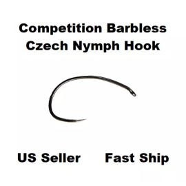 24/7 Fishing Caddis Emerger Competition Barbless Hooks Czech Nymph Tenkara Euro Nymphing - Size 14 (12pcs)