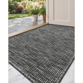 DEXI Dirt Trapper Door Mat, 24x39 Washable Doormat, Dirt Resistant and Absorbent, Easy Clean Low-Profile Floor Rugs for Entryway, Front Door, and Inside Entrance, Dark Grey