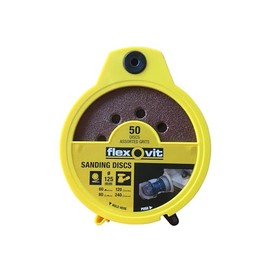 Flexovit 125mm Hook and Loop Sanding Disc Dispenser Pack 125mm Assorted Pack of 50
