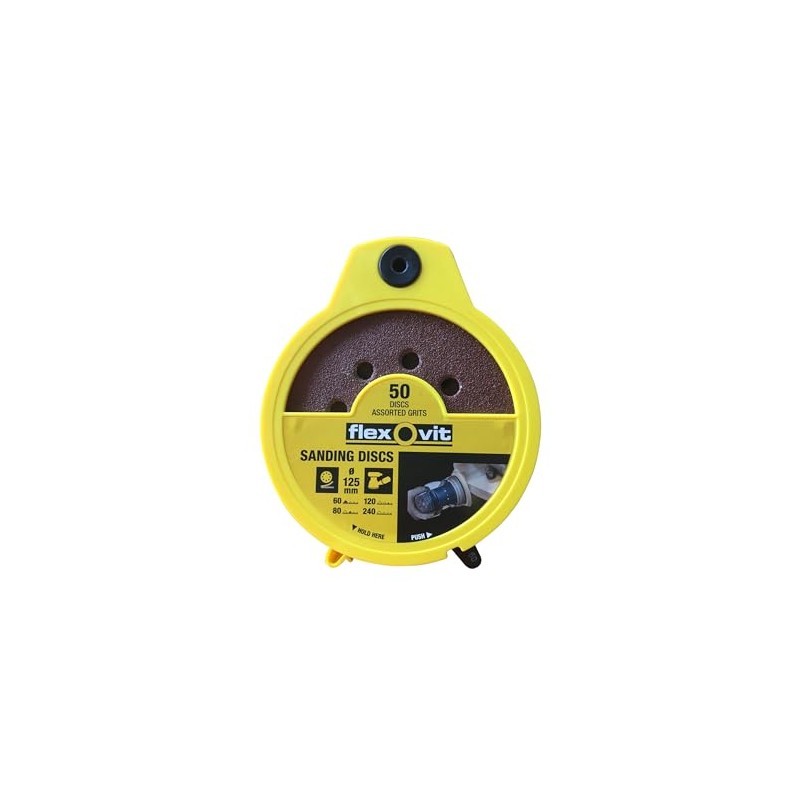 Flexovit 125mm Hook and Loop Sanding Disc Dispenser Pack 125mm