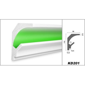 KD201 LED Installation Profile Polystyrene with Hard Coating, Drywall Stucco Strips (1.15 Metres KD201) Decoration Corners Spot Interior Angle Strips Wall Strips