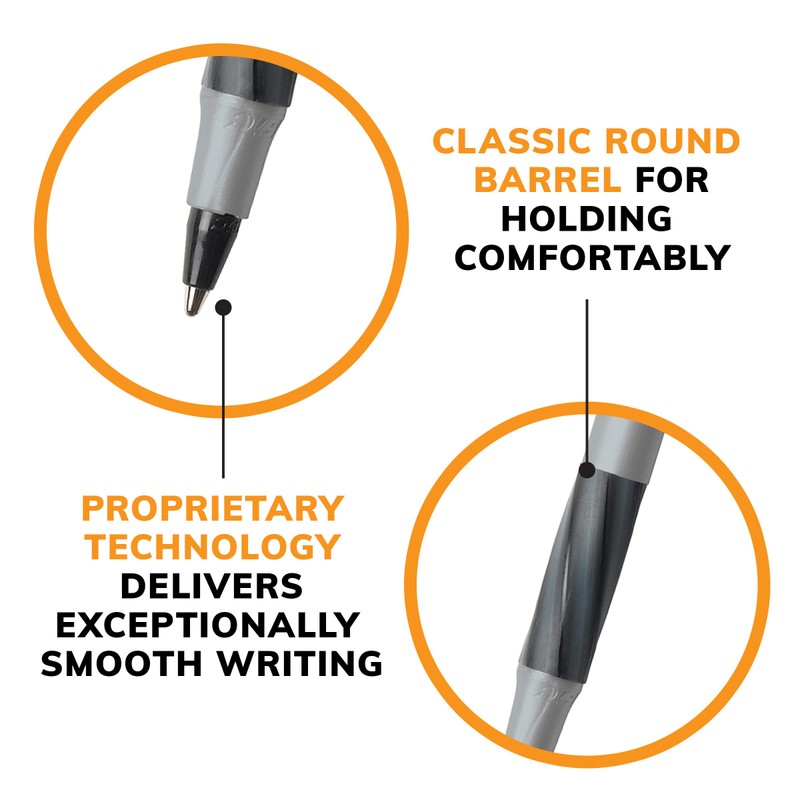 BIC Round Stic Grip Xtra Comfort Black Ballpoint Pens, Medium